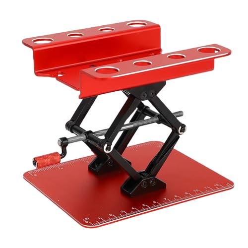 CHICIRIS RC Car Repair Work Stand, Manual Lift Workstation with Anti Slip Pad for 1/8 1/10 /12/16 RC Car, 2.36-5.51 inch Height Adjustment (Black Red) - color: Black Red