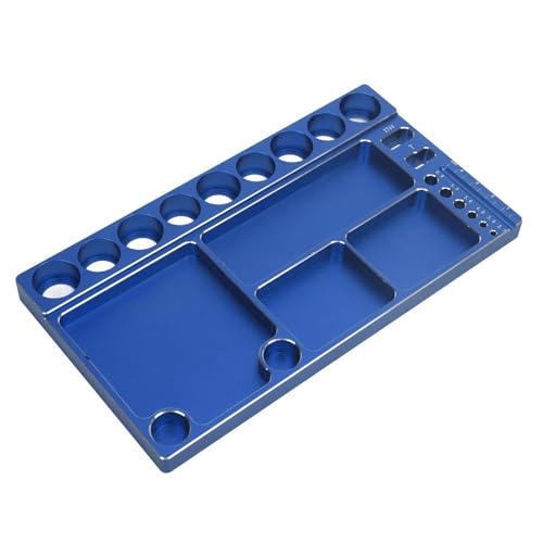 RiToEasysports RC Screwdriver Tool Storage Rack Magnetic Screw Tray Aluminum Alloy with 4pcs Magnetic Pads for RC Cars Airplanes Helicopters Repair (Blue) - color: Blue