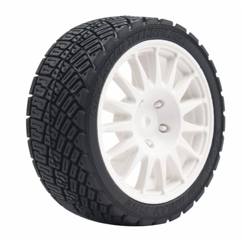 68mm 4PCS 1/10 RC On-Road tires and Hard Plastic wheels set Hex 12mm For WRC Drift Car Conversion 1/10 RC On-Road Car Traxxas Tamiya FW06 TT02 HPI HSP 94122 Kyosho W76 (White) - color: White