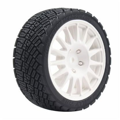 68mm 4PCS 1/10 RC On-Road tires and Hard Plastic wheels set Hex 12mm For WRC Drift Car Conversion 1/10 RC On-Road Car Traxxas Tamiya FW06 TT02 HPI HSP 94122 Kyosho W76 (White) - color: White