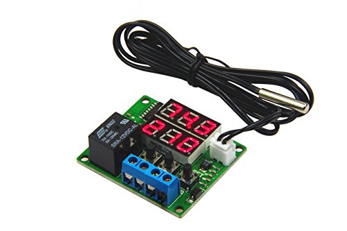 DC 12V Digital Thermostat Module -58℉ to 257℉ Fahrenheit Temp Display Temperature Controller Board With 20A Relay Waterproof Sensor Probe Dual LED Display Red Red