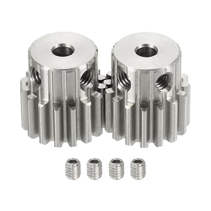 uxcell 2Pcs 1 Mod 16T Spur Gear 4mm Bore, 304 Stainless Steel Pinion Gear, 20°Pressure Angle, for Spur Rack and RC Model Car or Motor DIY(14mm) - size: 1 Mod 16T, 4mm x 14mm