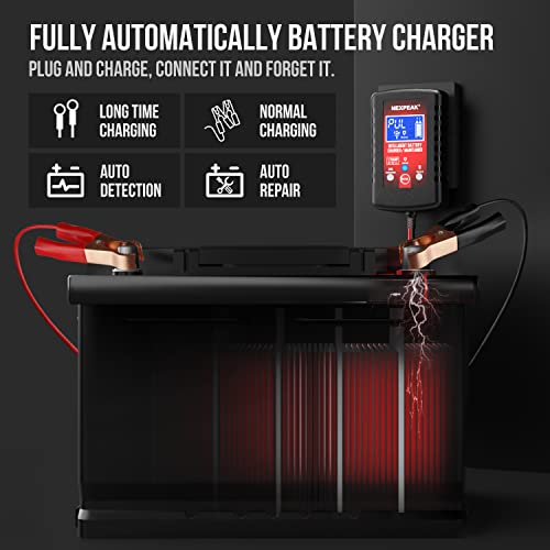 2-Pack 1.75A Car Battery Charger 6V &12V Battery Maintainer Trickle Charger | Fully automatic 6V/12V Battery Charger, LCD screen monitors real-time status, Multi-protection for cars, boats, motorcycles