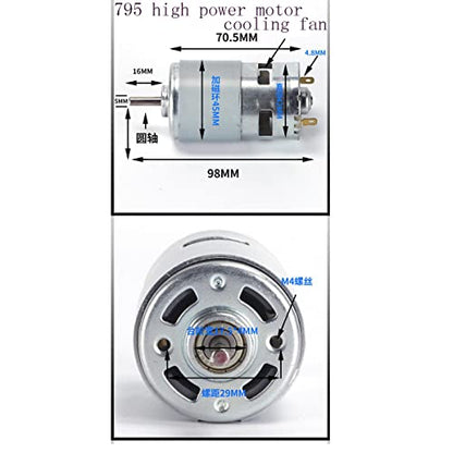 795 Ball Bearing Motor High Torque High Power High Speed Motor DC 12V-24V 11000RPM for RC Boat Toy Model DIY Drive Parts Power Tools - size: 795 DC Motor