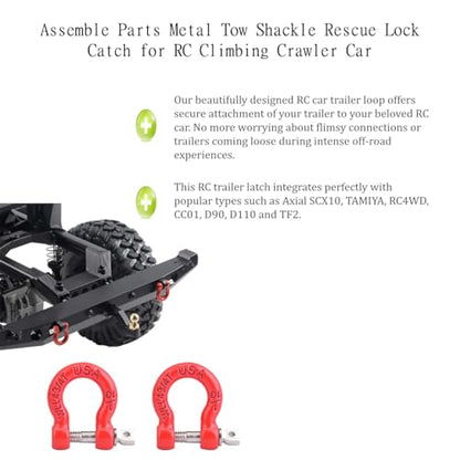 8PCS Metal Tow Shackle Assist Lock Catch for RC Climbing Crawler Car Axial SCX10 CC01 D90 D110 TF2 Heavy Duty Recovery Gear Off Road Vehicle Accessories