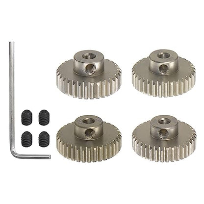 HARFINGTON 48P Hardened Pinion Motor Gear Set 4pcs 32T 33T 34T 35T Fit 1/8 inch RC Motor Shaft 48 Pitch 7075 Aluminum Gears for RC Car, with Hex Key - style: 32T 33T 34T 35T