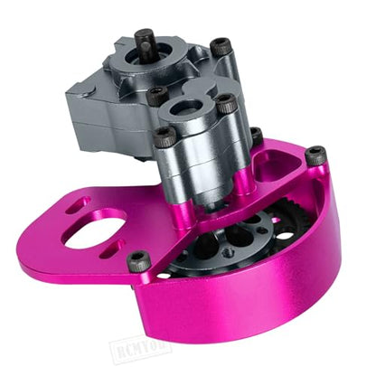 Transmission Gearbox Upgrades Part for 1/10 SCX10, SCX10 II 90046,90047,AX10 RC Crawler Truck,Aluminum Center Transmission Gearbox Hops up,Pink&Titanium - color: Pink&titanium for Upgrades