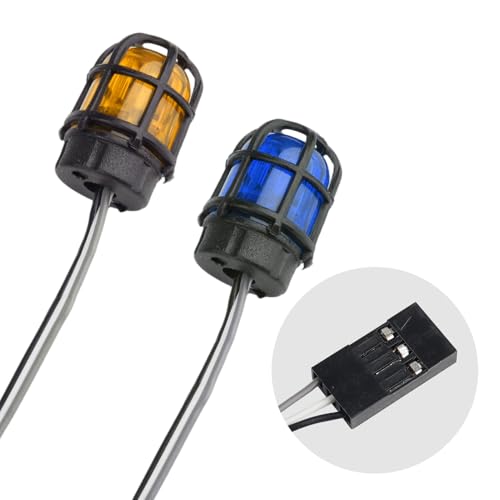 HobbyPark RC LED Flash Lights Alarm Lamp Flashing Rotating Beacon Light DC 5–6V Compatible with 1/10 TRX4 SCX10 RC Crawler Car 1/14 Tamiya Tractor RC Truck (Yellow and Blue Lights) - color: Yellow and Blue Lights