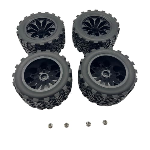 12mm Hex RC Wheels and Tires 1/10 Scale RC Truck Tires and Wheels OD 117MM for Traxxas Rustler Stampede 2wd 4x4 vxl Hoss E-Revo Redcat Volcano EPX RIAARIO AMORIL, Preglued 2.8" RC MT Tyres Wheels - style: Arrow Tread