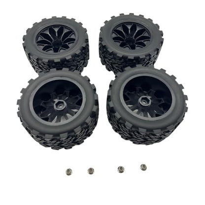 12mm Hex RC Wheels and Tires 1/10 Scale RC Truck Tires and Wheels OD 117MM for Traxxas Rustler Stampede 2wd 4x4 vxl Hoss E-Revo Redcat Volcano EPX RIAARIO AMORIL, Preglued 2.8" RC MT Tyres Wheels - style: Arrow Tread