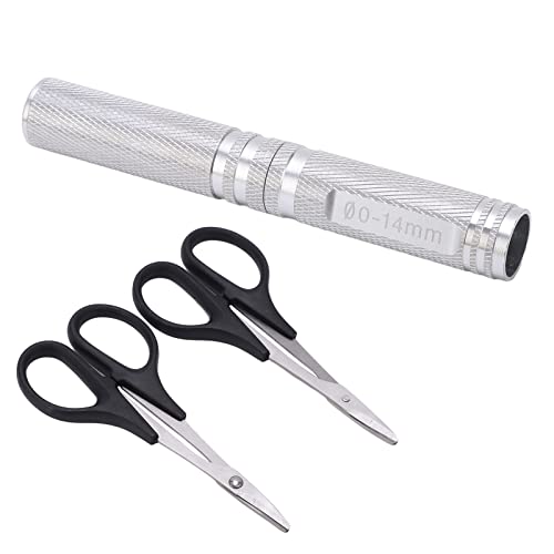 RC Curved Scissors and Hole Puncher Kit, Aluminum Alloy Body Reamer for RC Car Drone Shell Trimming, 014mm Adjustable Cutter with Ergonomic Grip (Silver) - color: Silver