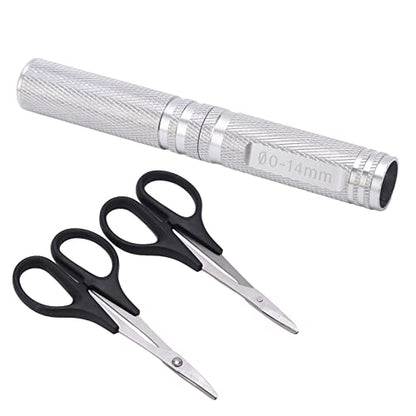 RC Curved Scissors and Hole Puncher Kit, Aluminum Alloy Body Reamer for RC Car Drone Shell Trimming, 014mm Adjustable Cutter with Ergonomic Grip (Silver) - color: Silver