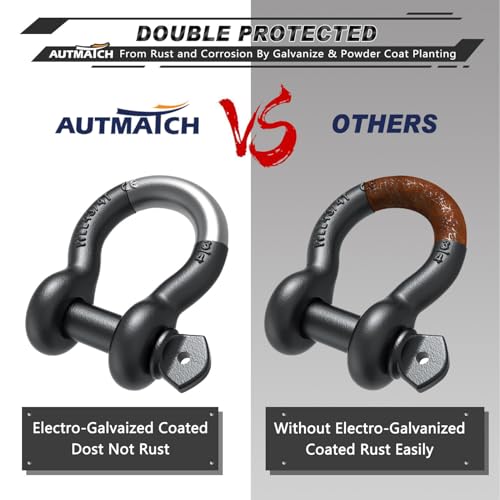AUTMATCH 3/4" D Ring Shackles (2-Pack) - 41,887 lbs Break Strength | Clevis Shackle with 7/8" Pin & Isolator Washer Kit for Tow Strap, Winch, Towing & Off-Road Vehicle Recovery, Gunmental Gray - color: Gunmetal Gray