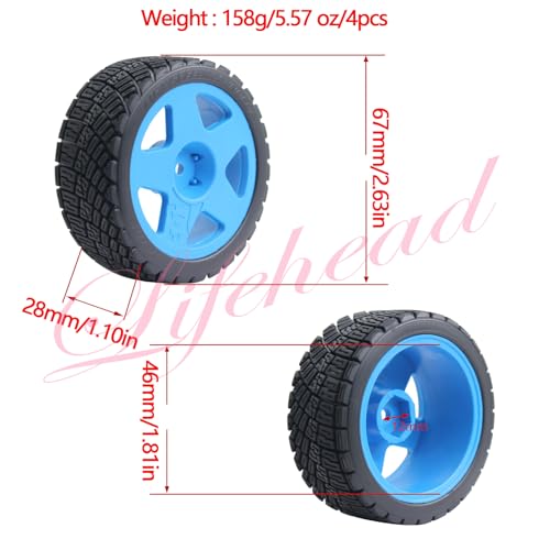 Lifehead 67mm RC On-Road Rally Car Tires and Wheels for 1/10 RC On-Road Touring Drift Car HSP Tamiya XV01 TT01 TT02B HPI Kyosho FAZER MK2 /12mm Hex - color: Blue a