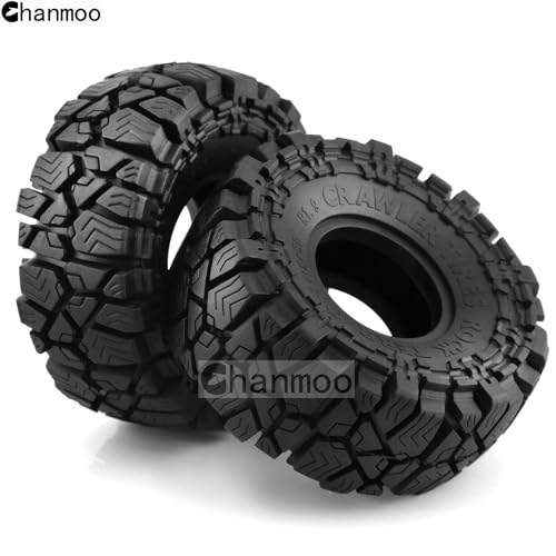 1.9 RC Crawler Tires OD 115mm 1/10 Soft Rubber Mud Grappler Wheels Tyres With Foam For 1/10 Scale Rock Crawler Car Traxxas TRX4 Axial SCX10 II RC4WD D90 TF2 Tamiya Gen8 1.9 Beadlock Rims 4PCS