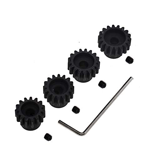 4pcs Mod 1 Pinion Gear 5mm Set Hardened 15T 16T 17T 18T M1 Pitch Gears RC Upgrade Part with Screwdriver