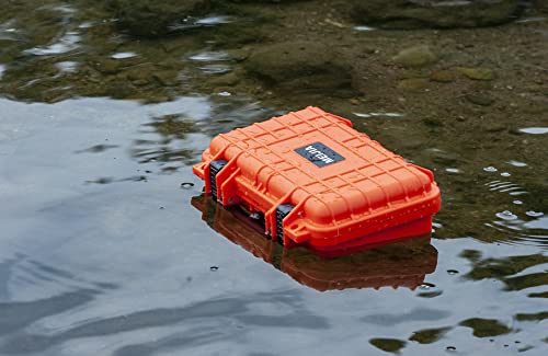 MEIJIA Portable All Weather Waterproof Protective Hard Case, Small Camera Case,Dry Case with Customizable Foam,Fit Use of Drones, Camera,Equipments, 11.65 ”x8.35”x3.78” - color: Orange