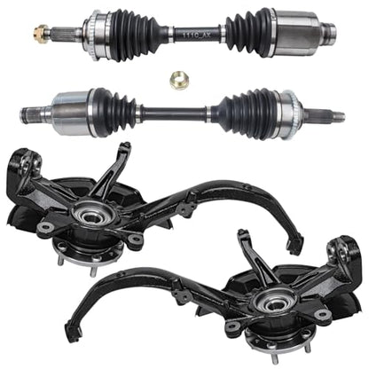 Detroit Axle - Front 4pc Steering Knuckles CV Axles for 06-09 Ford Fusion | Mercury Milan, 06 Lincoln Zephyr, 2 CV Axle Shafts 2 Steering Knuckles & Wheel Bearing Hubs 2006 2007 2008 2009 Replacement - size: 4UX47643/Kit
