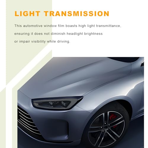Car Headlight Vinyl Film, 48"×11.8" Self-Adhesive Car Headlight Tint Sticker with Squeegee & Cutter, Waterproof Wrap Film Roll for Vehicle Headlights Taillights Fog Lights (Matte Black) - color: Matte Black