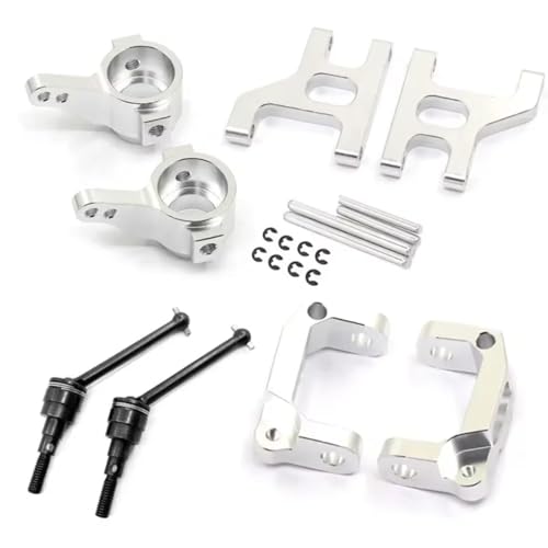 RC Steering Knuckle Block for Tamiya CC01 TA02 TA03 1/10 Metal Lower Suspension Arm Hub Carrier Base C Steering Cup Drive Shaft RC Car 4WD for Buggy Parts(Silver) - size: Silver