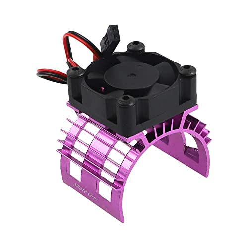 Share Goo Alloy Heat Sink Heatsink with 5V Cooling Fan for 1/10 Car 540 550 3650 Size Brushless Engine Motor RC Car Truck Buggy Crawler (Purple)