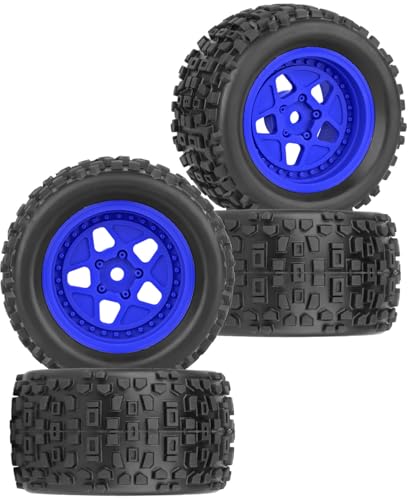12mm Hex RC Truck Wheels and Tires for 1/18 Granite/1/18 Typhon RC Monster Truck Car,RC Drift Off Road Buggy Rally Truck Tires,4Pcs(Navy Blue) - color: Navy Blue - (4pcs Wheel)