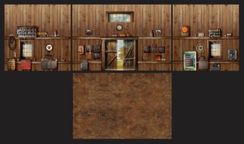 Generic 1/10 Scale RC Scale Garage Walls/Diorama/backdrop - 4pc WALL DECAL KIT - for R/C Crawler, Cars trucks - Buckaroo Brake Barn