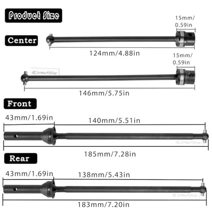 RC Drive Shafts Axles Upgrades Part for 1/8 Kraton 6S BLX,Steel #45 Front & Rear Driveshaft,Center CVD Dogbone,6pcs,Black - color: Black(6pcs)
