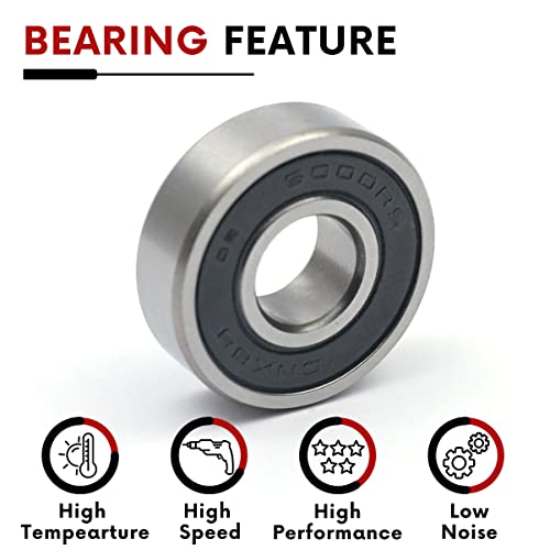10 PCS 6000-2RS Double Rubber Sealed Deep Groove Ball Bearings 10x26x8mm, Deep Groove Ball Bearing ABCE-3 Pre-Lubricated, Chromium Bearing Steel (6000-2RS, 10) - size: 6000-2RS