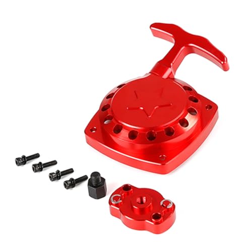 CNC Metal Easy Started Pull Starter & Dial Kit (Red) | for 1/5 HPI ROFUN ROVAN KM BAJA Losi 5ive T FG Zenoah CY 32CC 36CC Engine Rc Car Parts - color: Red