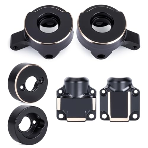 Brass Steering Knuckles Rear Hubs Weights Diff Covers for 1/30 RC Crawler AXIAL SCX30 Ford Bronco 4X4 Jeep Wrangler JLU Upgrades (Front Rear Axle Set) - color: Front Rear Axle Set