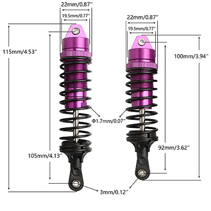 5862 Front & Rear Aluminum Alloy Shock Absorber for 1/10 Slash 4x4 Hoss Rustler Stampede Bandit VXL Nitro Shock Parts Replace of 3760 3762 SLA014 (4-Pack) (Purple) - color: Purple