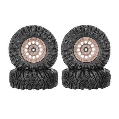 1.3” All-Terrain Tire and Wheel Set, Metal Beadlock 5mm & 7mm Hex Wheels for SCX24 TRX4M 1/12 1/14 1/18 1/24 RC Crawler Car (B, Bronze) - color: B, Bronze