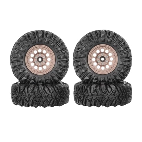 1.3” All-Terrain Tire and Wheel Set, Metal Beadlock 5mm & 7mm Hex Wheels for SCX24 TRX4M 1/12 1/14 1/18 1/24 RC Crawler Car (B, Bronze) - color: B, Bronze