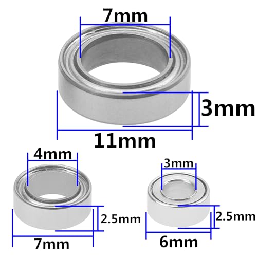 22PCS ShareGoo Ball Bearing Set 4x7x2.5 3x6x2.6 7x11x3mm Compatible with FMS FCX24 1/24 RC Car Upgrade Parts