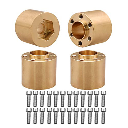 4Pcs Brass Weights 1.9 2.2 Inches Beadlock Wheels 12mm Hex Wheel Hub Widen Adapters for SCX10 TRX4 1/10 RC Crawler Upgrades (Gold, 18.4mm) - color: Gold, size: 18.4mm