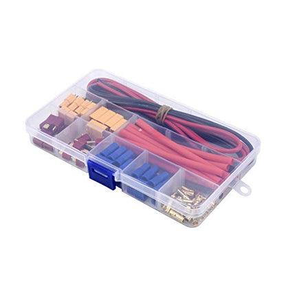T-Plug EC3 XT60 Male Female Connector Adapters, 52PCS | With 14AWG Silicone Wire and Heat Shrink Tubes for RC ESC Lipo Battery Motor