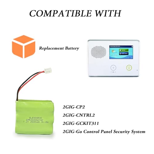 7.2V 2600mAh Ni-Mh Battery Compatible for 2gig BATT1X BATT1 GC2 2GIG-CNTRL2 GCKIT311 Go Control Panel Security System Alarm 10-000009-001 6MR2600AAY4Z (1 Pack) - size: 1PACK 7.2V 2600mAh battery