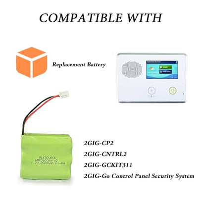 7.2V 2600mAh Ni-Mh Battery Compatible for 2gig BATT1X BATT1 GC2 2GIG-CNTRL2 GCKIT311 Go Control Panel Security System Alarm 10-000009-001 6MR2600AAY4Z (2 Pack) - size: 2PACK 7.2V 2600mAh battery