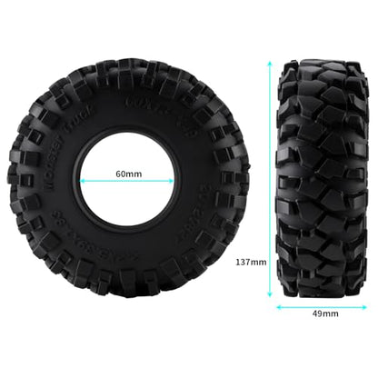 MORLORDY 4Pcs 2.2" RC Rubber Tires with Foam Insert - 137mm/5.39" Crawler Slingers Mud Grappler Tyres for 1/10 Axial Wraith 90018 90048 RR10 90047 D90 TF2 CC01 SCX10 TRX4 RC Crawler Car