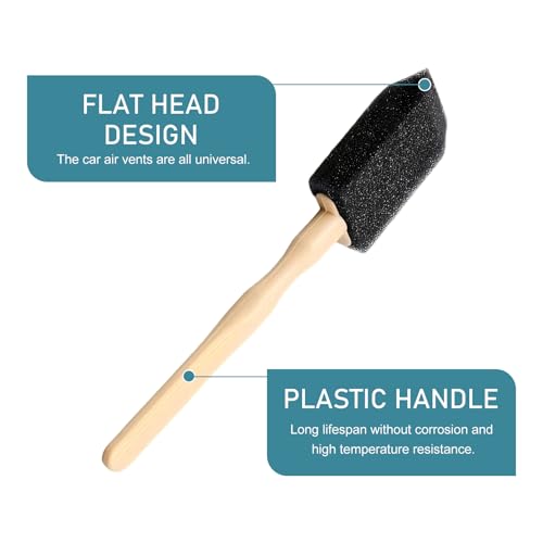 10 PCS Car A/C Vent Cleaning Brushes, 5.51" x 0.98" Sponge Duster with Handle, Scratch-Resistant Car Cleaning Brush, Universal Exterior and Interior Detail Cleaning Tool for Cars (Black)