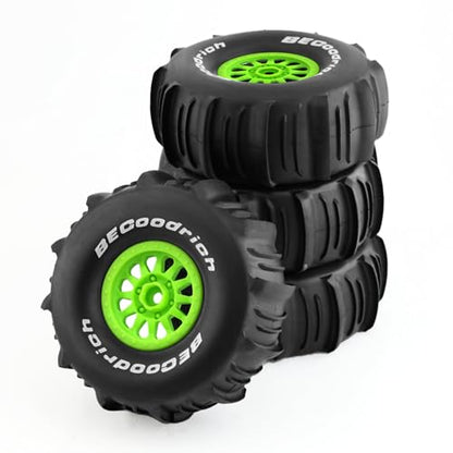 1/7 1/8 RC Short Course Truck Car Tires and Wheels Rims 17mm Hex Snow Sand Buggy Desert Tyres with Foam Insert for 1:7 Scale RC Off Road Truck Car TRAXXAS UDR 85086-4 4Pcs (A Green) - color: A Green