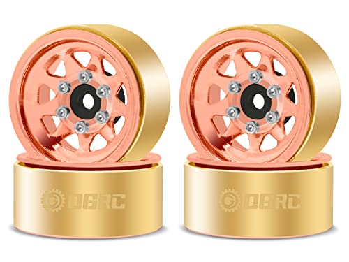 OGRC 1.0 RC Wheel Rims with Brass Rings Deep Dish Wheel Rims 1.0 Beadlock Wheels for 1/18 TRX4M 1/24 SCX24 C10 JLU Deadbolt Gladiator Bronco Crawler Car (Rose Gold) - color: Rose Gold