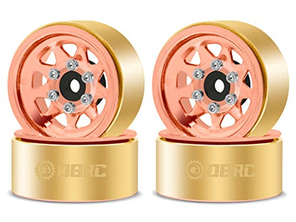 OGRC 1.0 RC Wheel Rims with Brass Rings Deep Dish Wheel Rims 1.0 Beadlock Wheels for 1/18 TRX4M 1/24 SCX24 C10 JLU Deadbolt Gladiator Bronco Crawler Car (Rose Gold) - color: Rose Gold