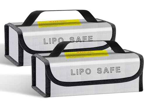 2PCS 185x75x60mm Small Lipo Battery Safe Bag Fireproof Explosionproof for Lipo Battery Pack Storage Charging Transport, Home Office Travel Fireproof Safe Storage Pouch - size: 185*75*60mm