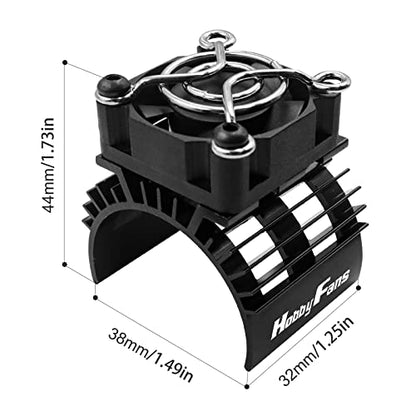 RC Motor Heat Sink with 5V Cooling Fan Fit 540 550 3650 F540 3660 3670 Size Brushless Motor Engine Heatsink for 1/10 RC Car Truck Buggy Crawler - style: Black