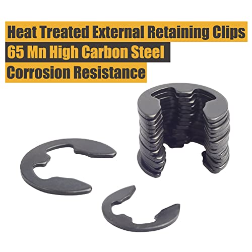 300Pcs Black Alloy Steel E Clip Assortment Kit E-Clip External Retaining Ring Assortment Set (M1.5-M10,300 PCS)