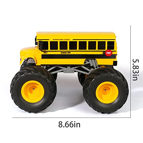 Remote Control School Bus Monster Truck Toy,1/18 RC School Bus,2.4GHz Offroad Hobby RC Racing Car with LED, High Speed All Terrain Electric Toy Vehicle Stunt Crawler, Best Gift for Kids