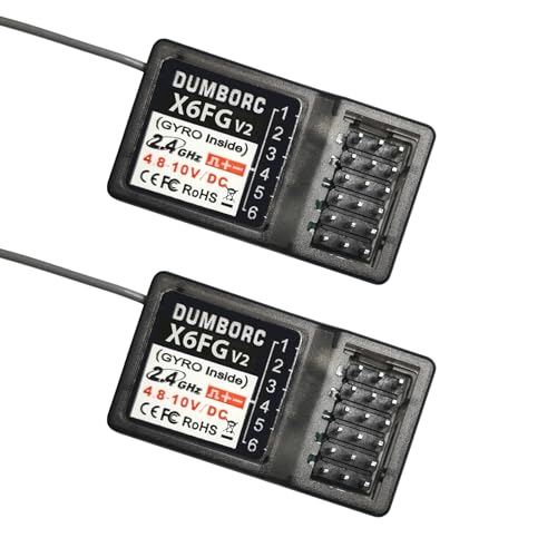 ATA HOBBY DUMBORC 2Pcs X6FG(Built in Gyro) 6 Channels 2.4GHz RC Receiver | For DUMBORC X6, X6PM-350 Transmitter, RC Car, Boat, Tank, Drifting Car - style: 2 Pcs-X6FG(Built in Gyro)
