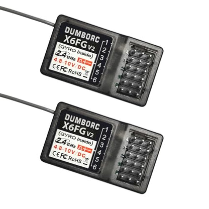 ATA HOBBY DUMBORC 2Pcs X6FG(Built in Gyro) 6 Channels 2.4GHz RC Receiver | For DUMBORC X6, X6PM-350 Transmitter, RC Car, Boat, Tank, Drifting Car - style: 2 Pcs-X6FG(Built in Gyro)
